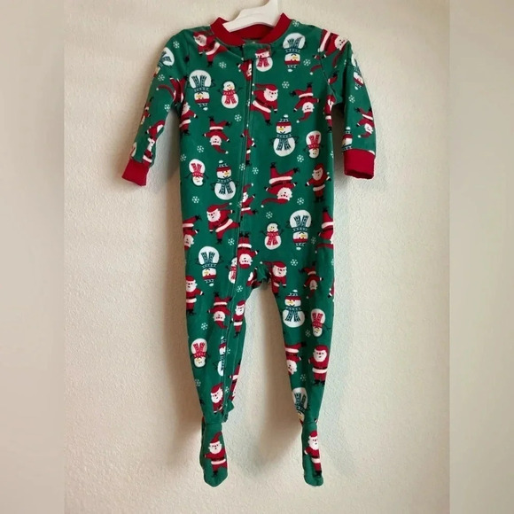 Carters baby fleece footie red and green Christmas pajamas size 18 months - Picture 1 of 5